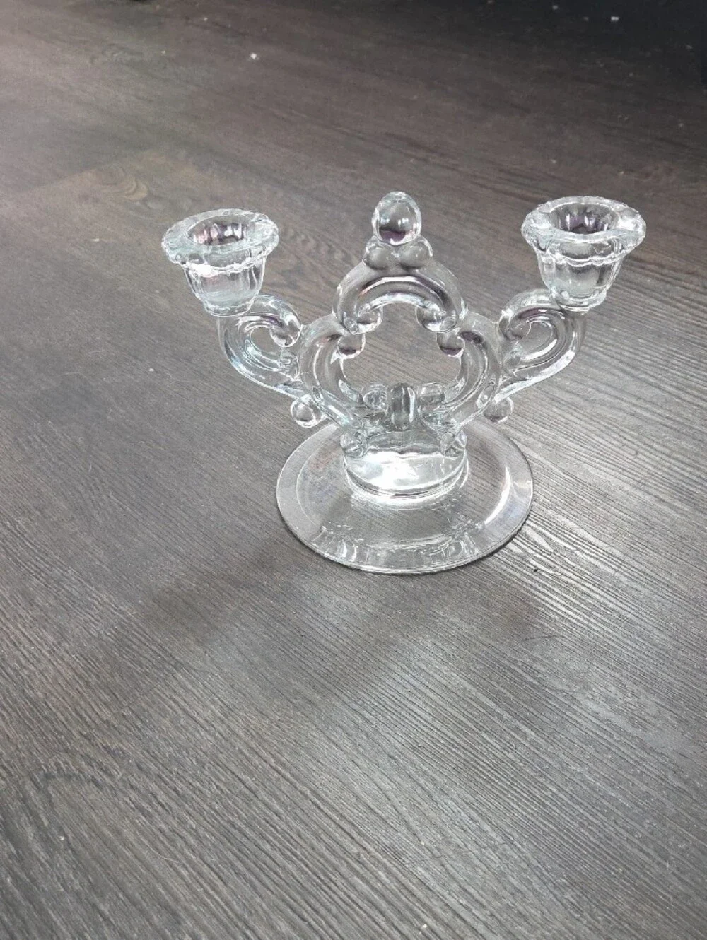 Cambridge Glass Line Keyhole pattern Candlestick Set